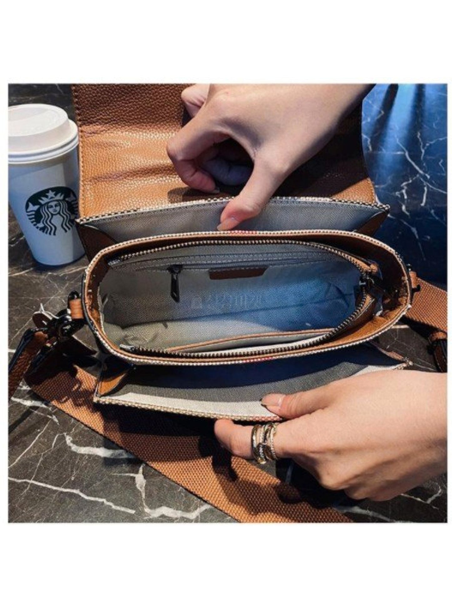 韓國 Leather Cross-body Bag