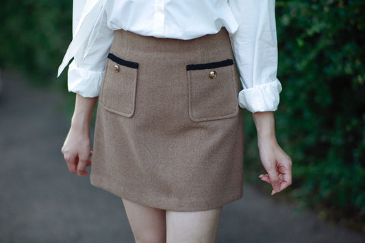 韓國復古金扣氣質短裙