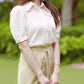 韓國公主袖白色上衣