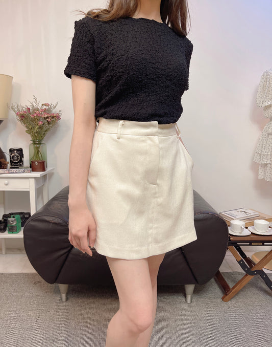 韓國白色修身裙褲